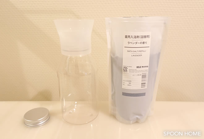 入浴剤とバスソルトの詰め替え容器のブログ画像