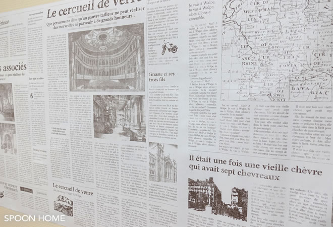 100均ダイソーのリメイクシート「NEWSPAPER」のブログ画像