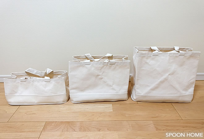 無印良品の持ち手付帆布長方形バスケットの収納ブログ画像
