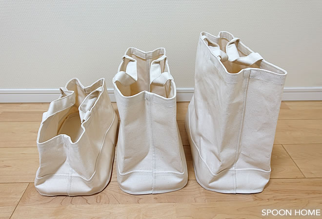 無印良品の持ち手付帆布長方形バスケットの収納ブログ画像