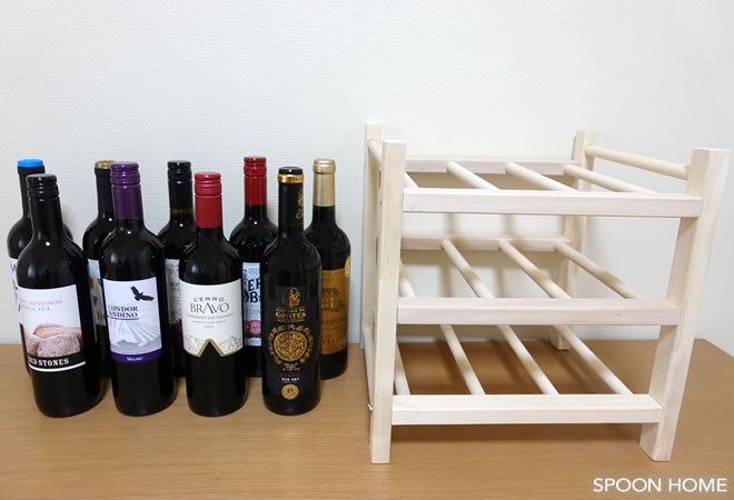 IKEAのHUTTENワインラックに9本のワインを収納