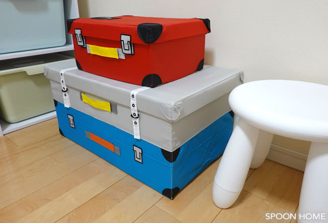 プラレールの収納方法「IKEA・FLYTTBARおもちゃ用トランク」のブログ画像
