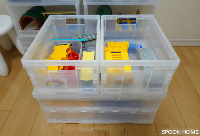 プラレールの収納方法「無印良品・ポリプロピレンキャリーボックス・折りたたみ式」のブログ画像