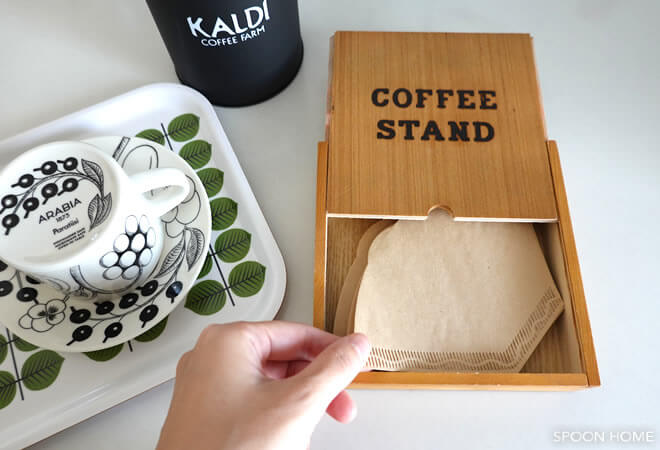 セリアの新商品「木製コーヒーフィルターケース」のブログ画像